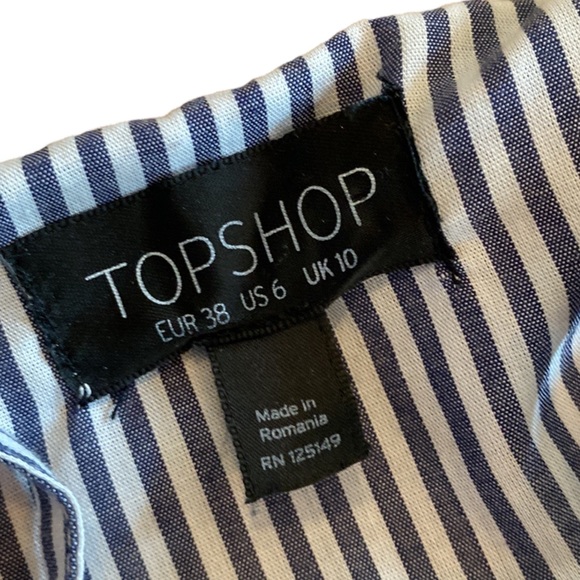 NWOT TopShop Cold Shoulder Top Blue and White Stripe - Size 6 - Picture 3 of 6
